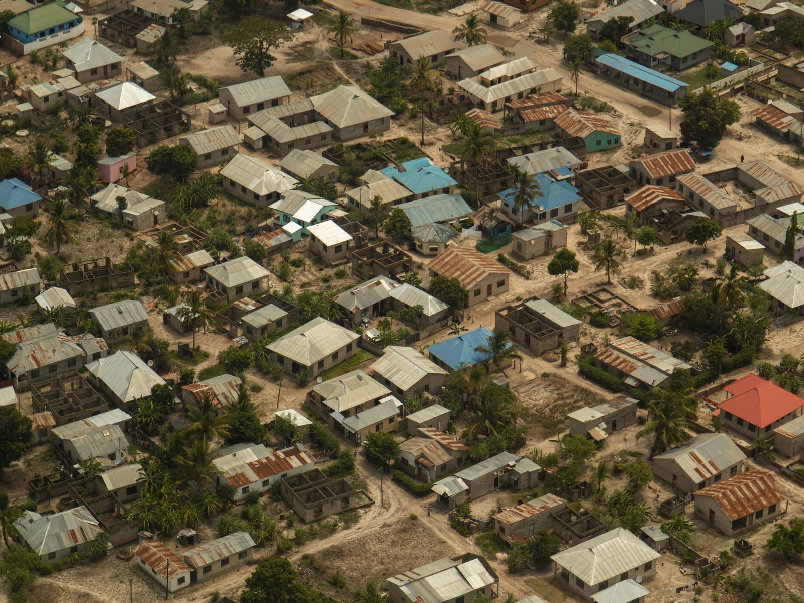 Aerial view of a residential area in Dar es Salaam, Tanzania