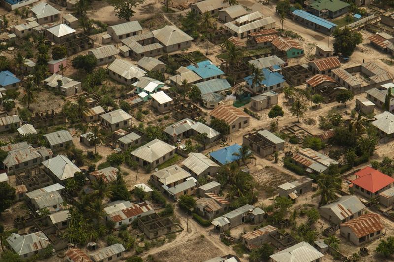 Aerial view of a residential area in Dar es Salaam, Tanzania