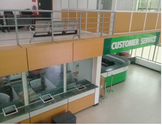Customer service counter fitted out by Vika Construction at CRDB Bank Kibaha